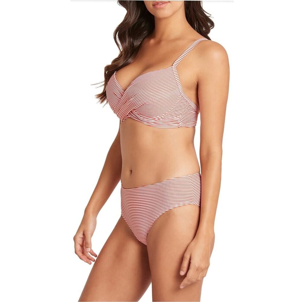 Nwtg Sea Level Positano Stripe Cross Bikini Bottom Size 4